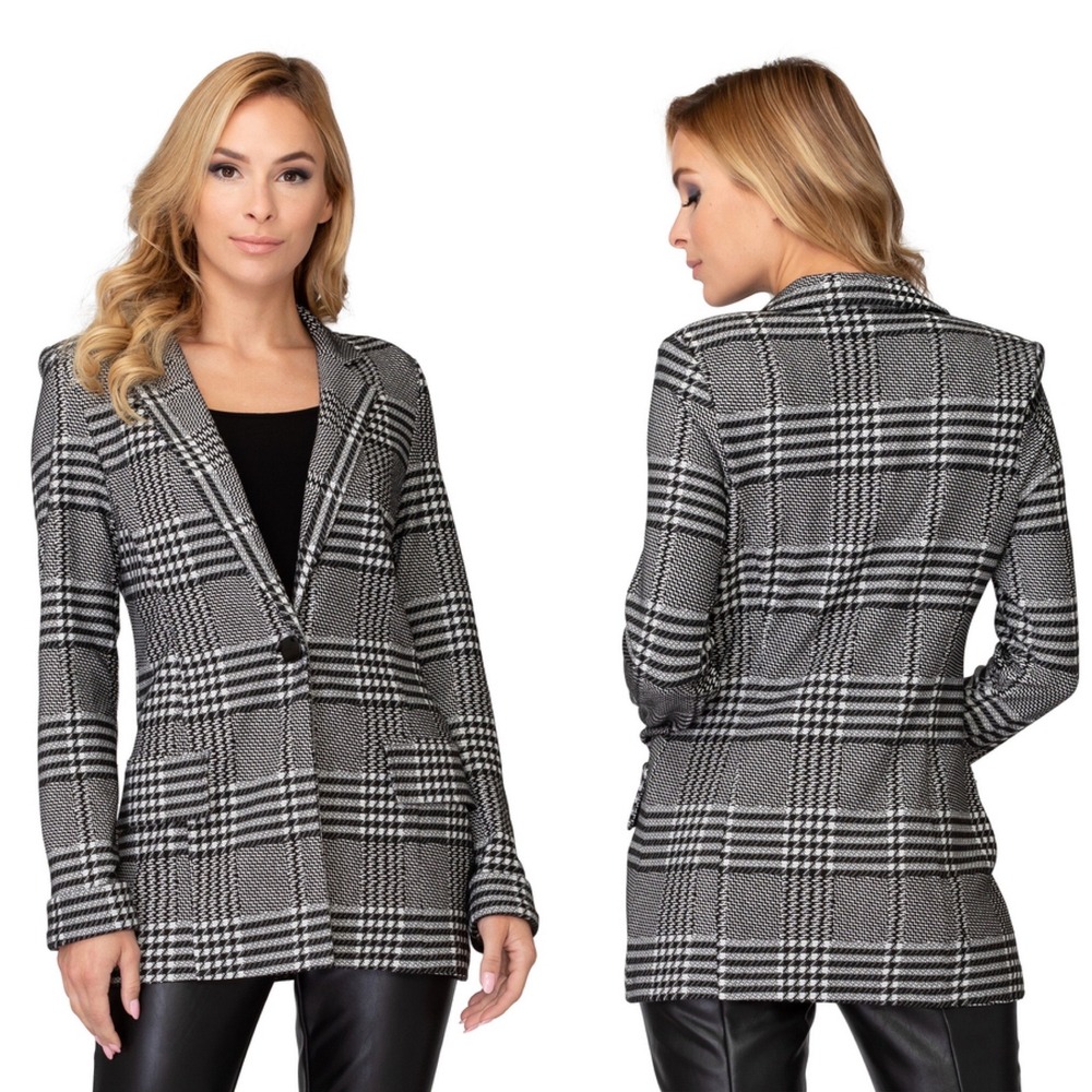 Joseph Ribkoff Canada Blazer Jacket Womens Size 8 Minimalist‎ Grey Black White